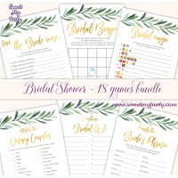 Greenery Bridal shower games bundle,Levaes Bridal Showr games bundle,(78bs)